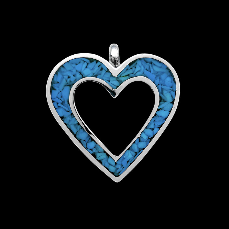 Sterling Silver and Kingman Chip Turquoise Heart Pendant