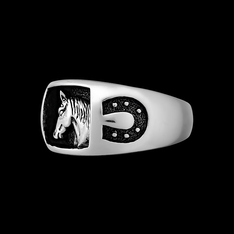 Horse Ring • 925 Sterling Silver • Navajo Handmade • Ranch and Rodeo Jewelry • Horseshoe Design