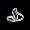 Size 7-925 Sterling Silver Wavy Azurite Chip Ring, Unique Wispy Wave Design, Handmade Gemstone Jewelry, Statement Birthstone Band