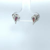 925 Sterling Silver Stud Earrings, Small Half Filled Heart Stud Post, Pink Opal