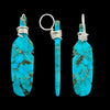 Native American Pendant, Hand Carved Turquoise Feather, 925 Silver