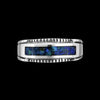 Size 11-925 Sterling Silver Rectangular Azurite Chip Ring, Sawtooth Accent Border Design, Handmade Gemstone Jewelry, Statement Birthstone Band