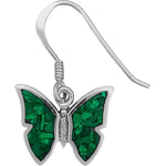 925 Sterling Silver Malachite Wide Butterfly Dangle Earrings, Handmade Gemstone Jewelry, Southwestern Insect Design