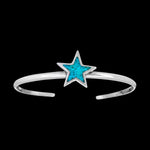 Size 6-3/4 Wrist - 925 Sterling Silver Turquoise Star Cuff Bracelet, Simple Celestial Design, Handcrafted Silver Jewelry, Handmade Sky Bangle Bracelet