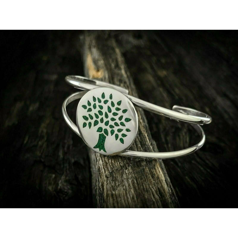 Family Tree Cuff Bracelet • 925 Sterling Silver • Native American Handcrafted Jewelry • Family Tree Design