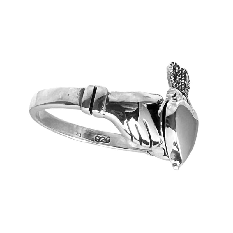 Sterling Silver Celtic Claddagh Pillbox Style Ring