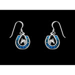 Sterling Silver and Turquoise Horseshoe Bust Dangle Earrings