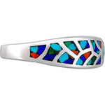 Size 8-925 Sterling Silver & Mixed Stone Mosaic Band, Abstract Gemstone Band, Handcrafted Birthstone Jewelry