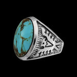 Sierra Nevada Turquoise Ring, Thunderbird Ring, 925 Sterling Silver Ring, Navajo Ring, Native American Handmade Jewelry, Turquoise Ring