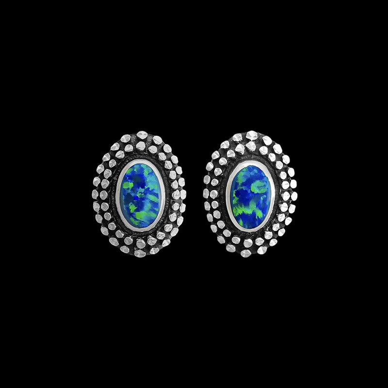 925 Sterling Silver Opal Earrings, Blue Opal Earrings, Bridal Earrings, Wedding Earrings