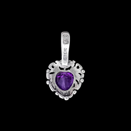 925 Sterling Silver Heart Pendant, Amethyst Pendant, Amethyst Heart Pendant, Amethyst Jewelry