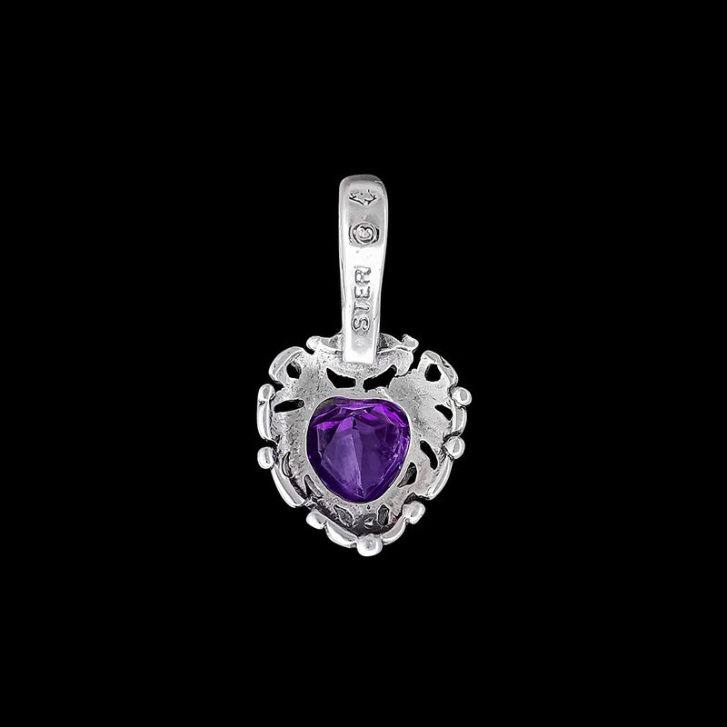 925 Sterling Silver Heart Pendant, Amethyst Pendant, Amethyst Heart Pendant, Amethyst Jewelry