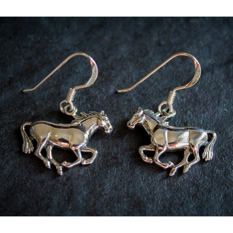 925 Sterling Silver Horse Earrings • Navajo Handcrafted • Equestrian Jewelry