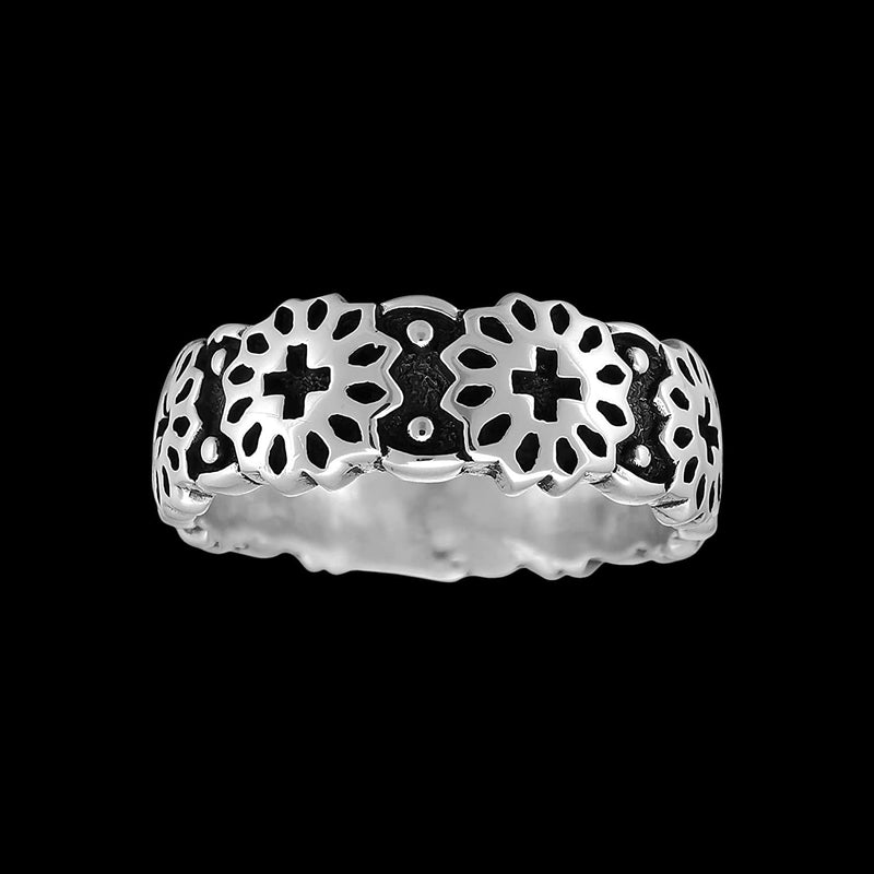 Size 10-925 Sterling Silver Concho Belt Ring, Southwestern Native Design, Handmade Geometric Band, Handcrafted Silver Jewelry