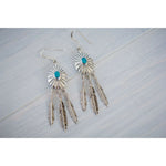 925 Silver Dreamcatcher Earrings • Turquoise Feather • Native American