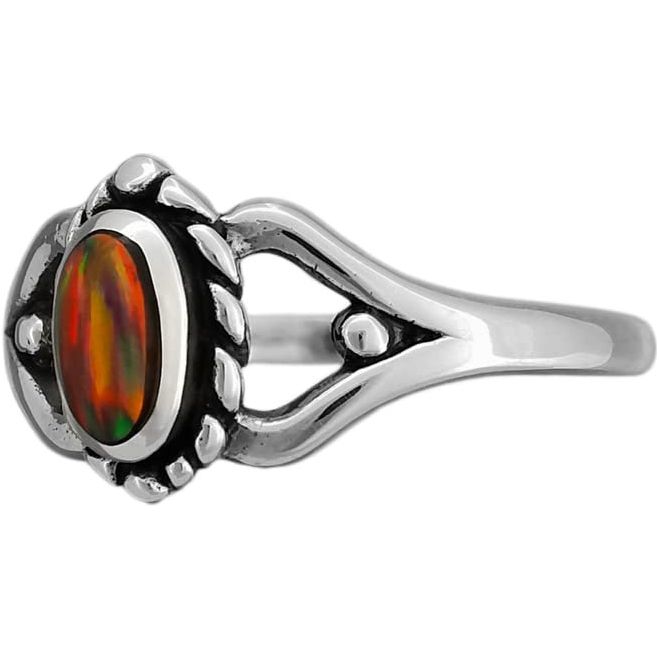 925 Sterling Silver Navajo Ring • Red Opal Gemstone • Handcrafted Statement Jewelry