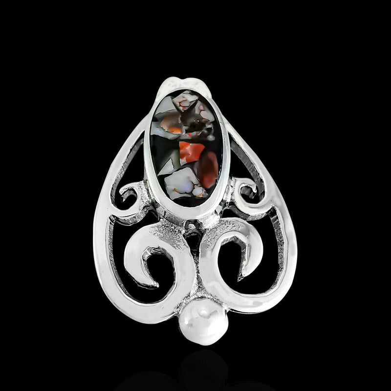 925 Sterling Silver Scrollwork Pendant inlaid with Wild Horse Magnesite