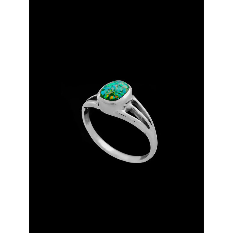 Navajo Green Opal Ring • 925 Sterling Silver • Engagement Style Ring