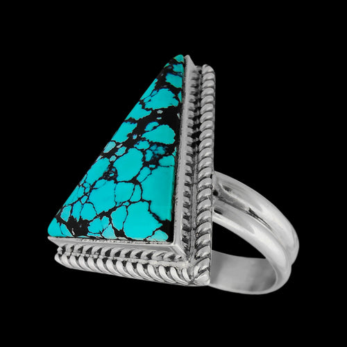 Navajo Turquoise Ring • 925 Sterling Silver • Handmade by Wilbert Gray • Size 8.5