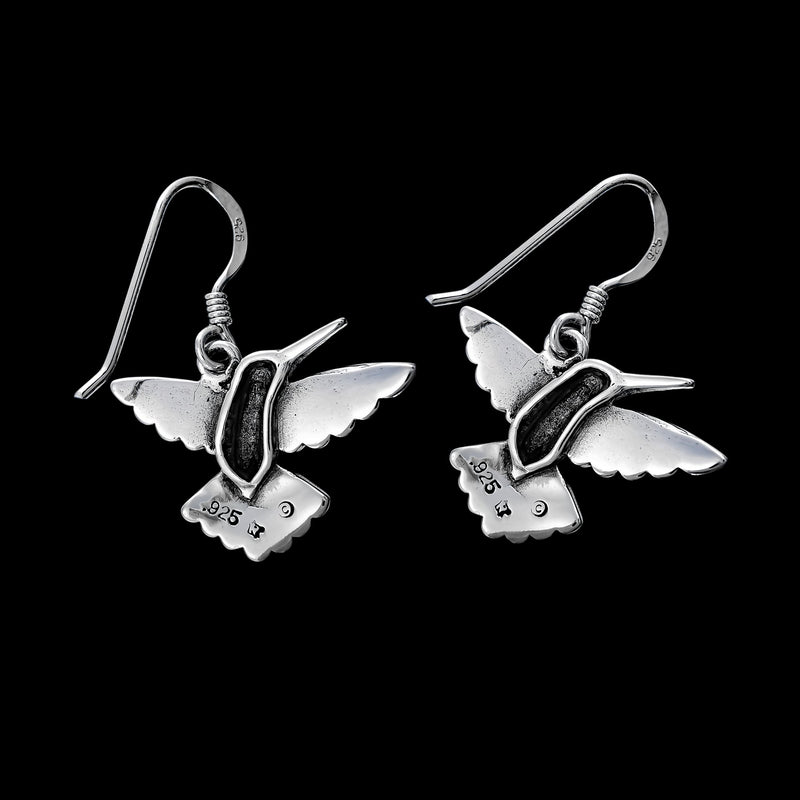 Hummingbird Earrings • 925 Sterling Silver • Navajo Handcrafted • Native American Jewelry