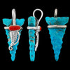 Native American Pendant, Hand Carved Turquoise Arrowhead, 925 Silver