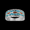 River Ring • Navajo Inspired • Sterling Silver with Red Coral and Turquoise Inlay