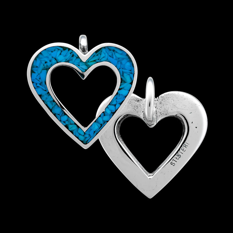 Sterling Silver and Kingman Chip Turquoise Heart Pendant