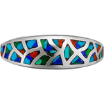 Size 8-925 Sterling Silver & Mixed Stone Mosaic Band, Abstract Gemstone Band, Handcrafted Birthstone Jewelry