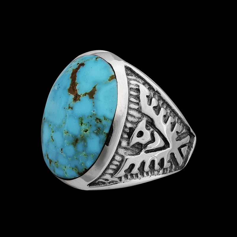 Sierra Nevada Turquoise Ring, Thunderbird Ring, 925 Sterling Silver Ring, Navajo Ring, Native American Handmade Jewelry, Turquoise Ring