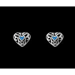 Heart Earrings • 925 Sterling Silver • Turquoise Accent • Navajo Handmade Jewelry