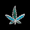 Medium Marijuana Leaf Pendant inlaid with Green and Blue Turquoise