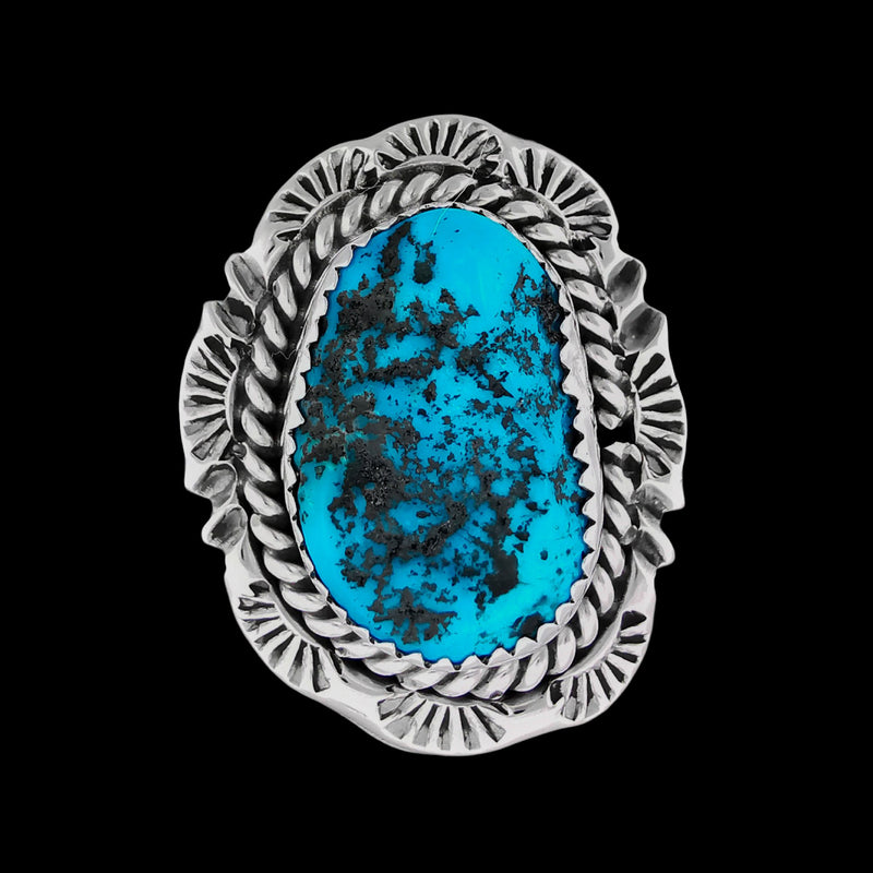 Navajo Turquoise Ring • 925 Sterling Silver • Handmade by Benjamin Martinez • Size 8
