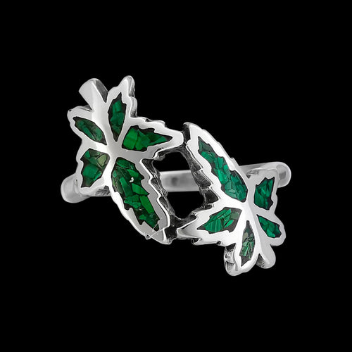 925 Sterling Silver Mary Jane Ring, Malachite Cannabis Ring, Pot Leaf Ring, Pot Leaf Jewelry