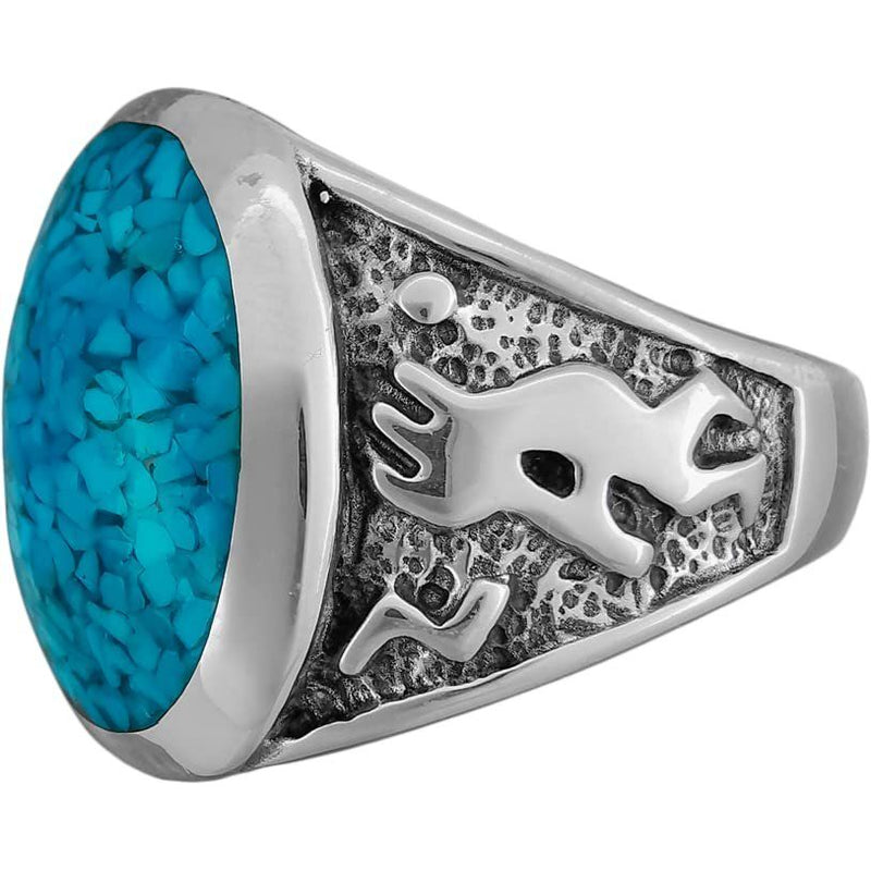 Kokopelli Turquoise Ring • 925 Silver • Navajo • Native American Handmade Jewelry