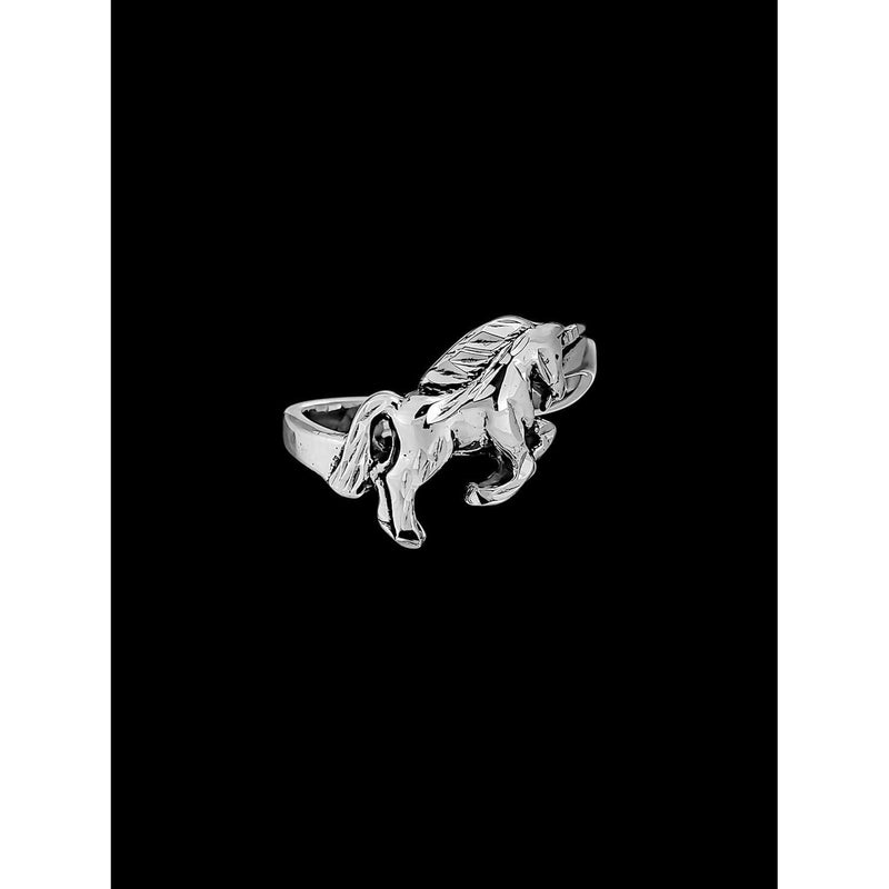 Sterling Silver Leaping Unicorn Ring