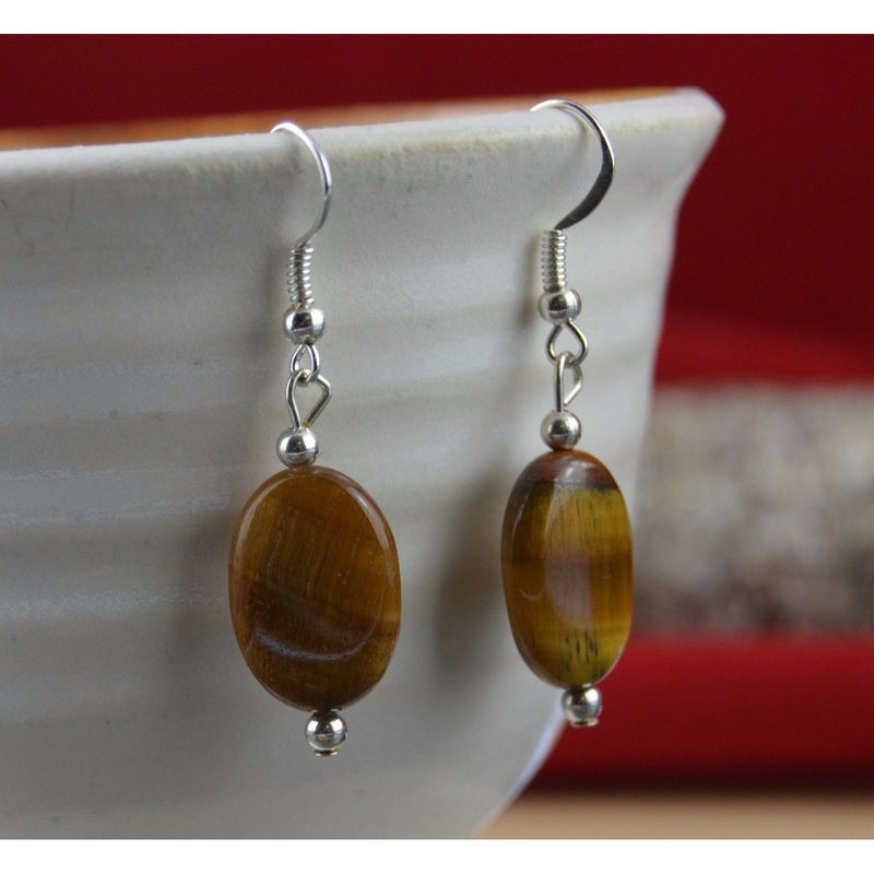 Tiger's Eye Earrings • Handcrafted by Navajo Artisan • Sterling Silver