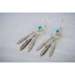 925 Silver Dreamcatcher Earrings • Turquoise Feather • Native American