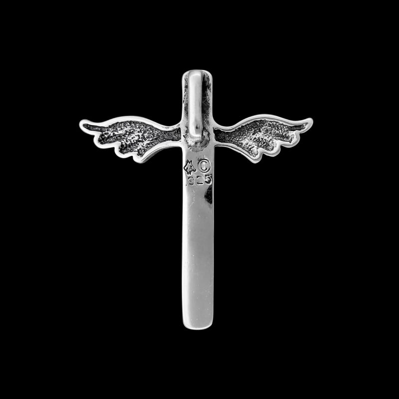 Cross Pendant, 925 Sterling Silver Pendant, Angel Pendant, Guardian Angel Pendant, Godchild Pendant