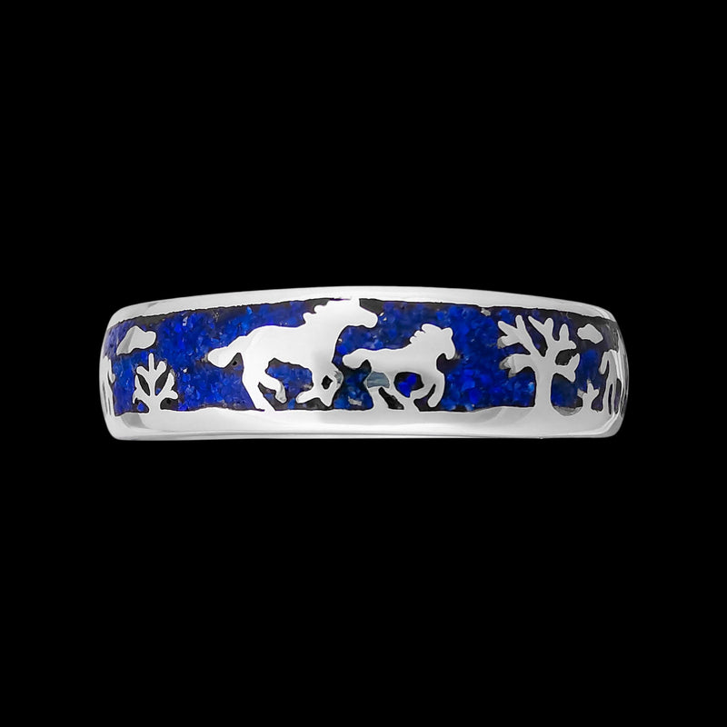 Horseback Rider Ring • Equestrian Design • Navajo Handmade • Native American Style • Lapis Lazuli