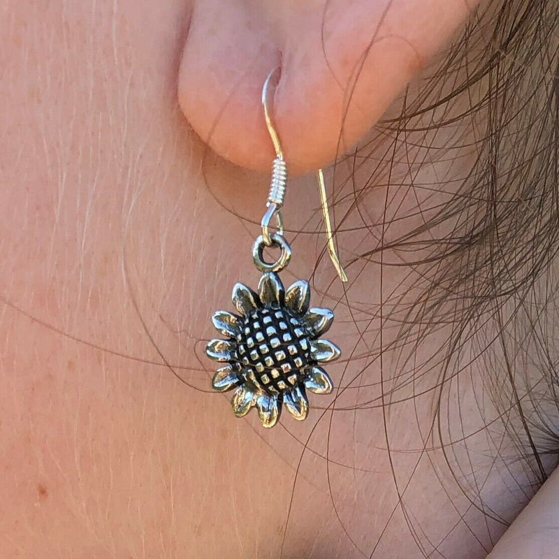 Sterling Silver Sunflower dangle earrings