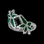 925 Sterling Silver Mary Jane Ring, Green Cannabis Ring, Pot Leaf Ring, Pot Leaf Jewelry