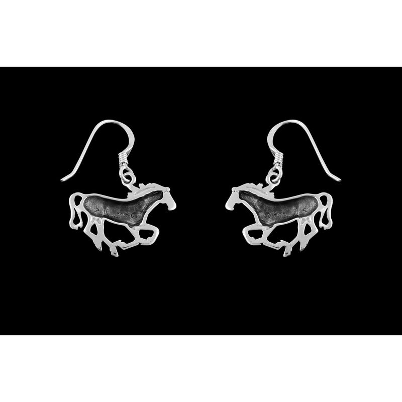 925 Sterling Silver Horse Earrings • Navajo Handcrafted • Equestrian Jewelry