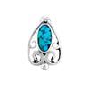 Sterling Silver and Turquoise Damask Teardrop Oval Pendant