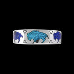 Sterling Silver Buffalo Ring • Turquoise and Lapis Lazuli Inlay • Running Bison Band • Tatanka Ivanbito • Navajo Handmade