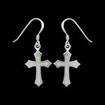 925 Sterling Silver Cross Earrings, Opal Cross Earrings, Christian Earrings