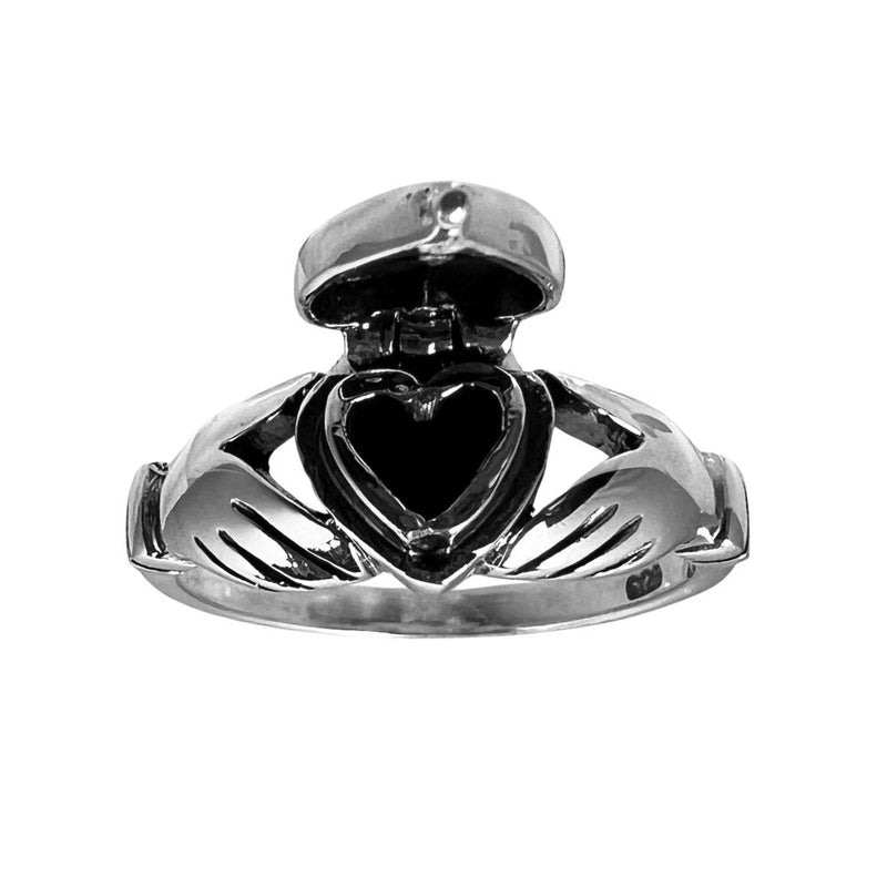 Sterling Silver Celtic Claddagh Pillbox Style Ring