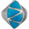 Size 6.5 - Vintage 925 Sterling Silver Sleeping Beauty Turquoise Marquise Ring, Segmented Triangles Design, Handmade Gemstone Jewelry, Statement Navajo Birthstone Band