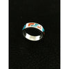 925 Sterling Silver Tetris Ring - Tribal Band with Turquoise and Coral Accents