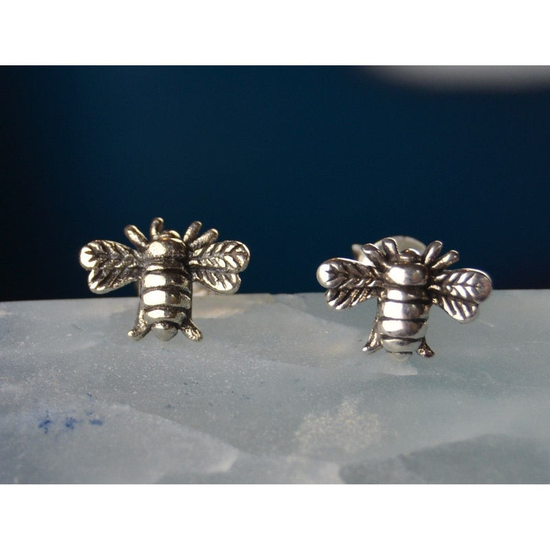 Sterling Silver Bumble Honey Bee stud post earrings