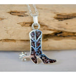 Southwestern Sterling Silver & Wild Horse Cowboy Boot Pendant